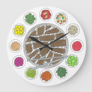 Grillen Barbecue Roast Bulgogi Banchan Food Große Wanduhr