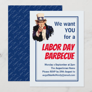 GRILLEN BARBECUE Uncle Sam Customized Einladung