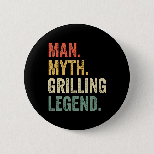Grillen Bbq Lustiger Mann Mythos Grill-Legende Vat Button (Vorderseite)