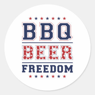 Grillen Beer Freedom 1 Runder Aufkleber