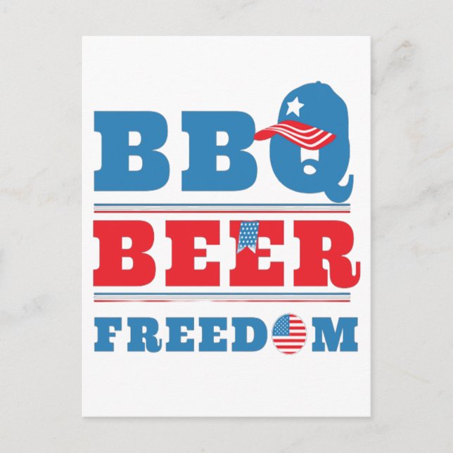 GRILLEN BEER FREEDOM - 4. JULI USA POSTKARTE (Vorderseite)