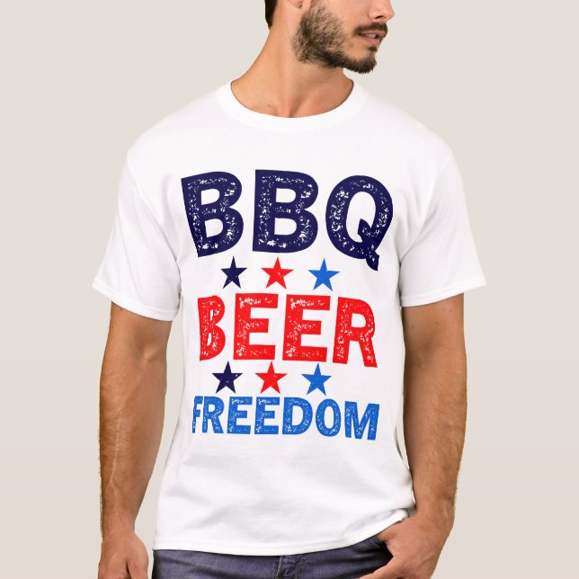 Grillen Beer Freedom America, 4. Juli T-Shirt (Vorderseite)