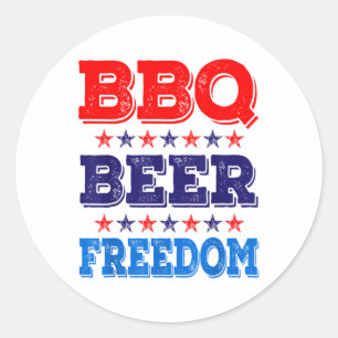 Grillen Beer Freedom America Party 4. Juli 2010 Runder Aufkleber