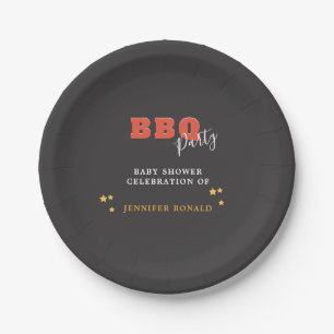 GRILLEN Black and Red Baby Dusche Party Pappteller