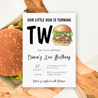 GRILLEN Burger 2. Geburtstag Party Einladung