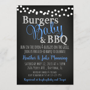 GRILLEN Burgers Baby Coed Boy Baby Shower Einladun Einladung