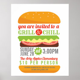 GRILLEN chill grill fundraiser school PTO PTA Wohl Poster