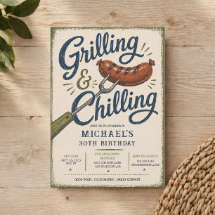 Grillen & Chillen BBQ 30. Geburtstag Einladung