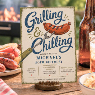 Grillen & Chillen BBQ 50. Geburtstag Einladung