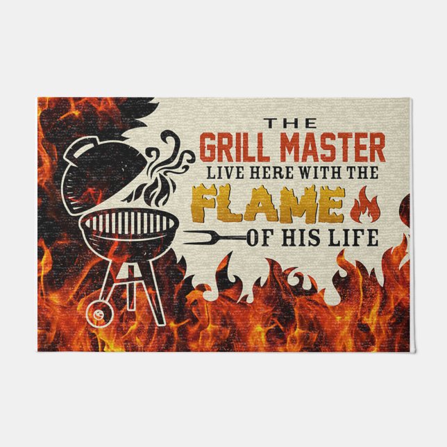 Grillen Custom Doormat Grill Master lebt hier Fußmatte (Vorderseite)