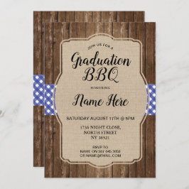 Grillen der Graduierungspartei Invite Blue Gingham Einladung