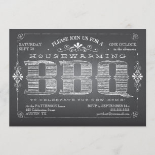 GRILLEN der Vintagen Chalkboard-Haushaltsführung Einladung