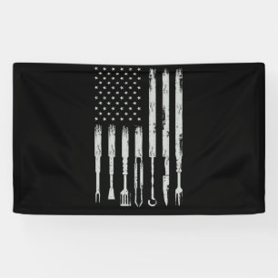 GRILLEN Design Smoking Barbecue USA Flag Banner