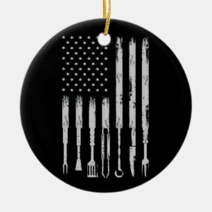 GRILLEN Design Smoking Barbecue USA Flag Keramik Ornament