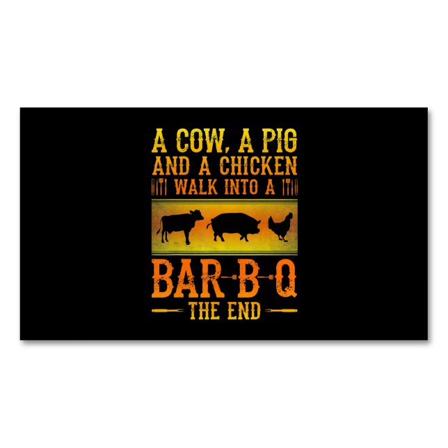 GRILLEN| Eine Kuh, ein Schwein und ein Huhn wander Magnetische Visitenkarte (Vorderseite)