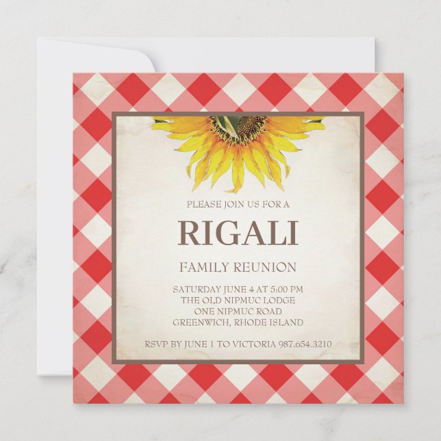 GRILLEN Family Wiedersehen Einladung Gingham Print (Vorderseite)