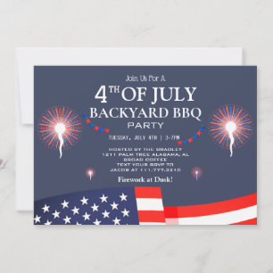 GRILLEN & Feuerwerk 4. Juli Party zum Unabhängigke Einladung