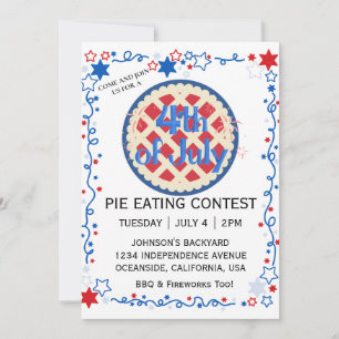 Grillen Fireworks,  des vierten Pie Eating Contest Einladung
