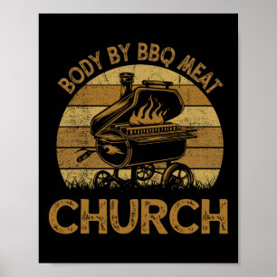 Grillen Fleisch Kirche Sonniges Byrbeque Koch Vate Poster