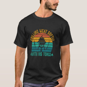 Grillen Fleisch mit seinen Tongs Vintag T-Shirt