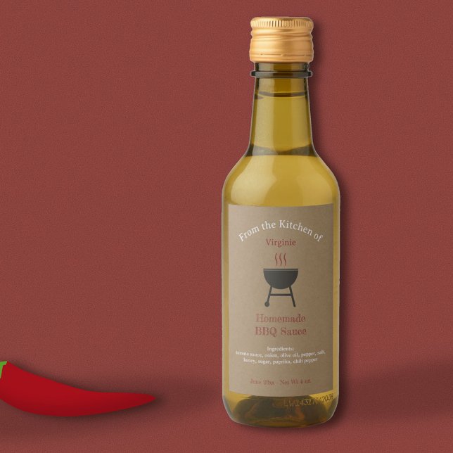 Grillen für Kraft und Rustikal Weinetikett (Kraft & Rustic Barbecue Sauce BBQ Bottle Label)