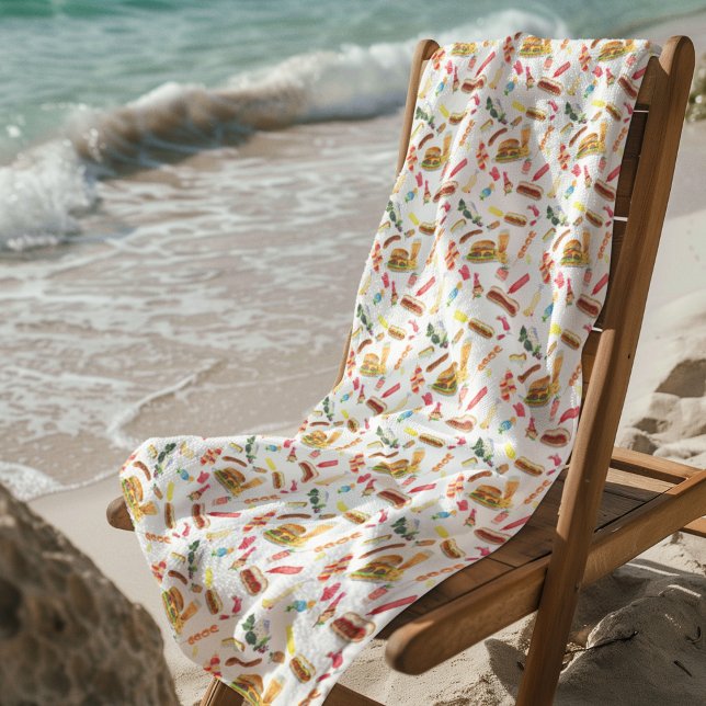 Grillen für Wasserfarben Muster für Speisen, Geträ Strandtuch (Von Creator hochgeladen)