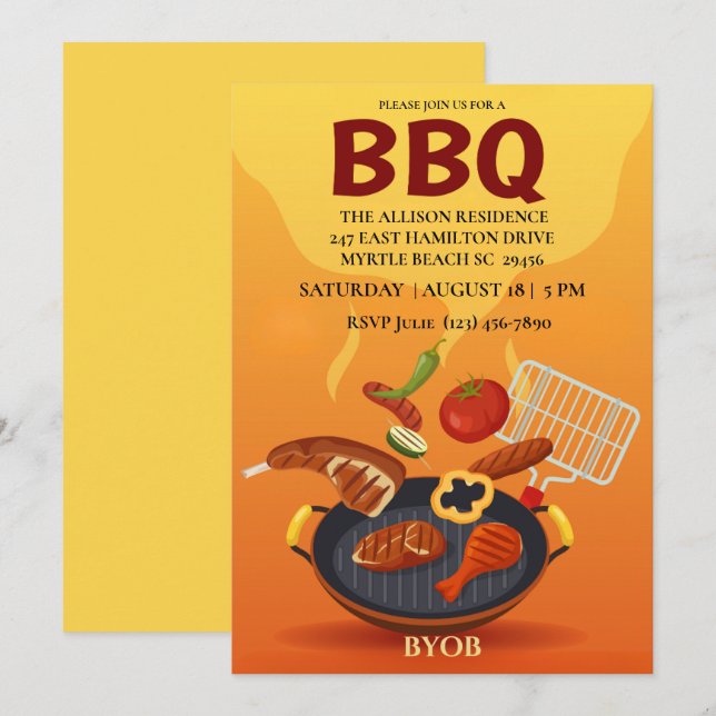 GRILLEN Grill Cookie Summer Party Einladung (Vorne/Hinten)