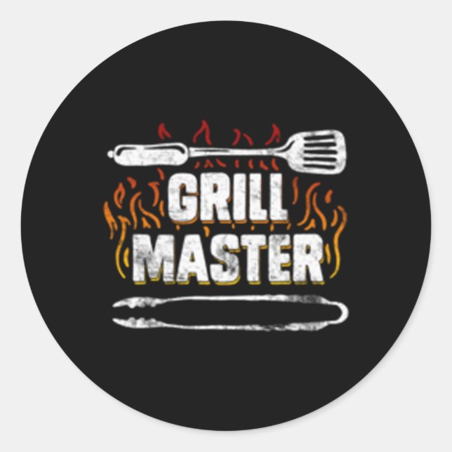Grillen Grill Master Barbecue Grillen Vatertag Runder Aufkleber (Vorderseite)