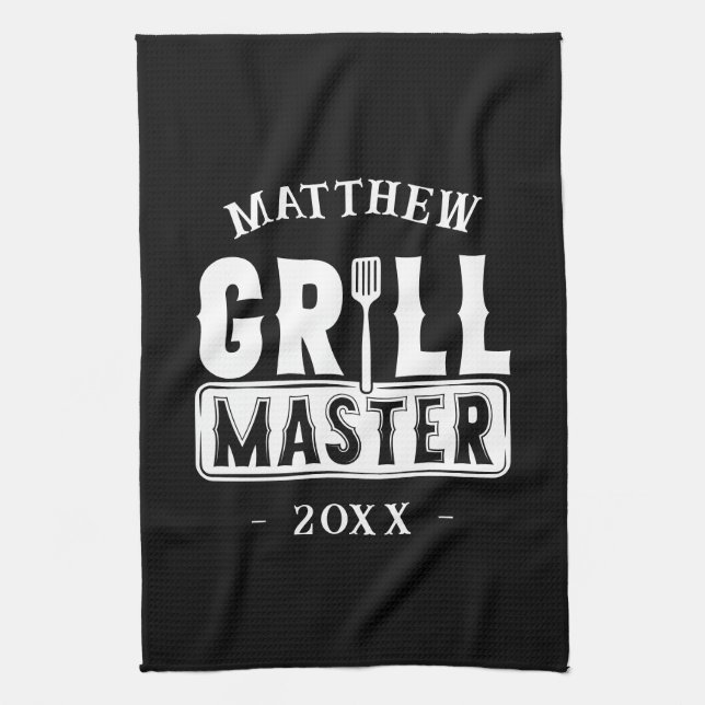 GRILLEN Grill Master Personalisiert Bester Vater V Geschirrtuch (Vertikal)