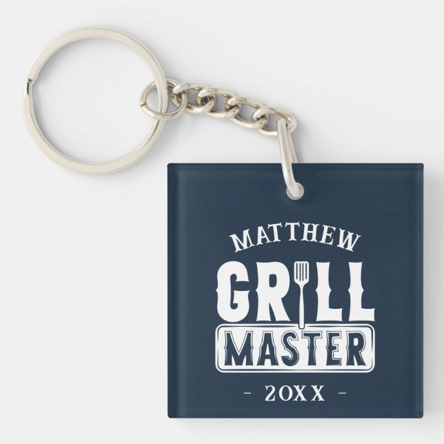 GRILLEN Grill Master Personalisiert Bester Vater V Schlüsselanhänger (Vorderseite)