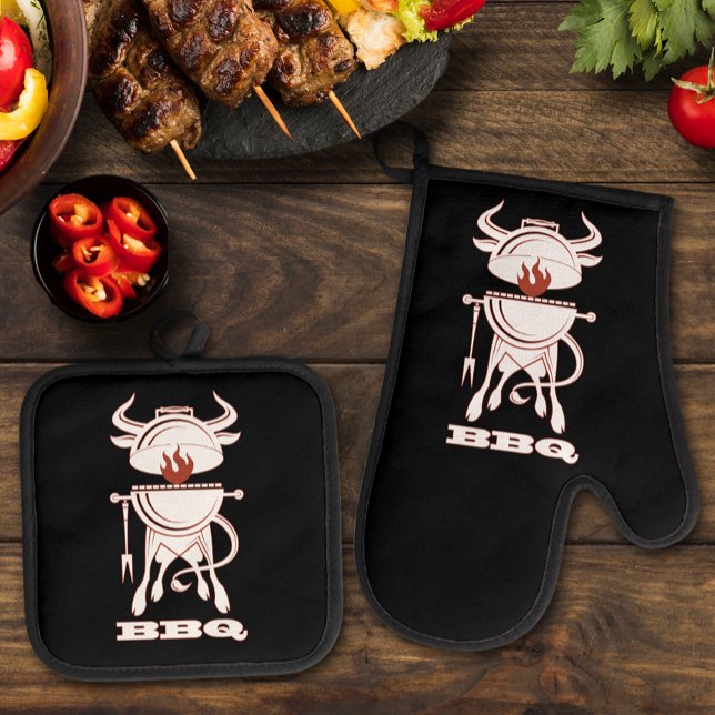 GRILLEN Grill Ofenhandschuh & Topflappen-Set (BBQ Grill Oven Mitt & Pot Holder Set)