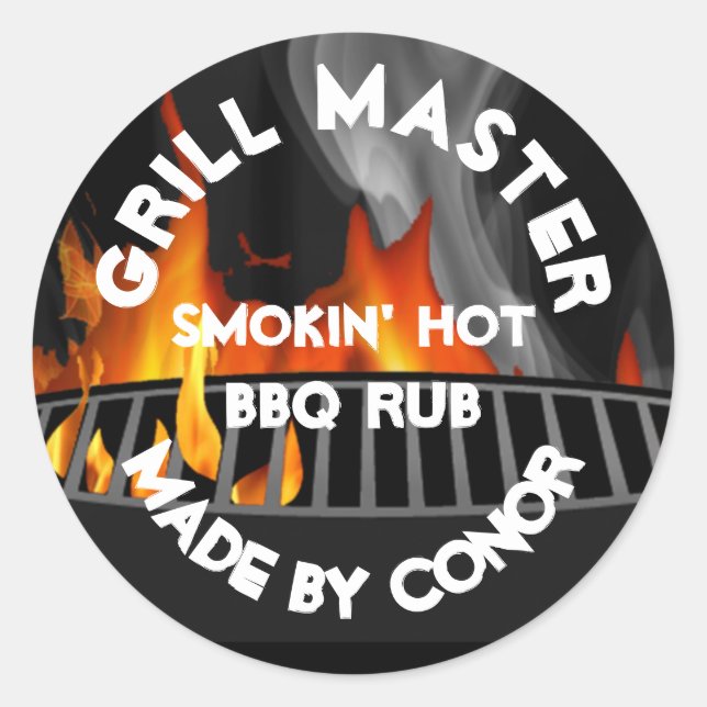 GRILLEN Grill Rub Smokin Hot 3" Klassischer Rundau Runder Aufkleber (Vorderseite)