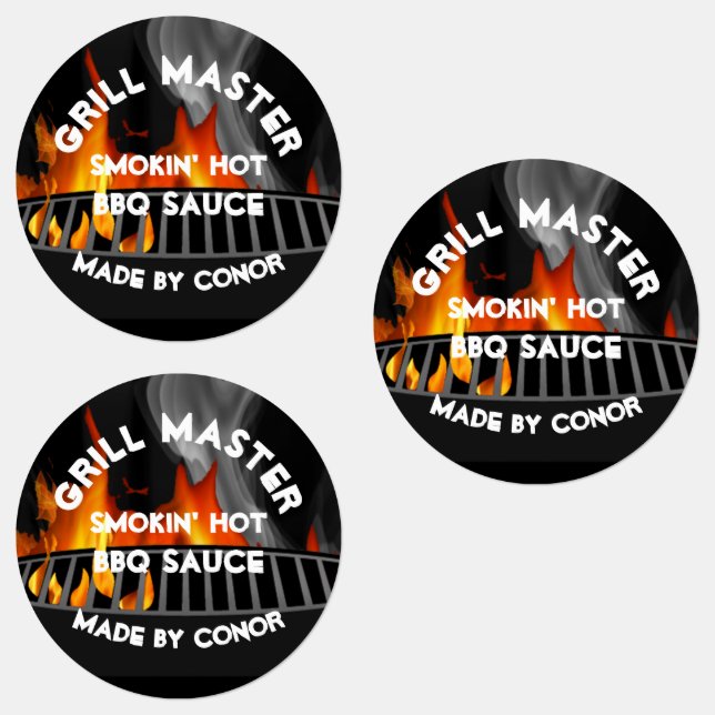 GRILLEN Grill Sauce Smokin Hot Circle Labels Etiketten (Gruppe)