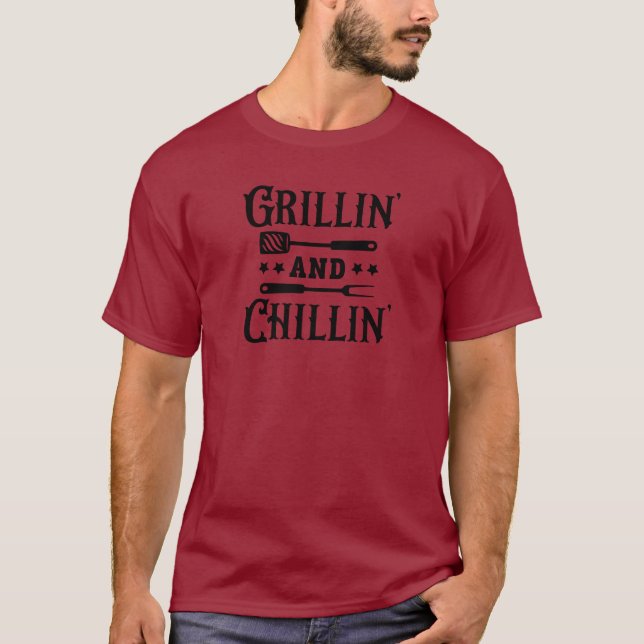 Grillen Grillin und Chillin T-Shirt (Vorderseite)