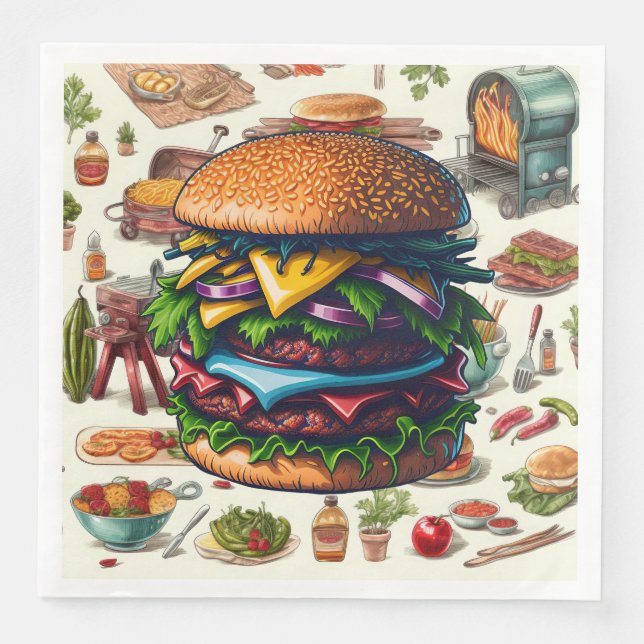 GRILLEN Grilling Paper Dinner Napkins Serviette (Vorderseite)