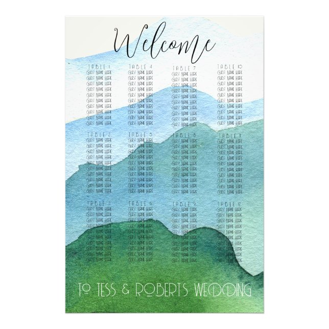 Grillen Hochzeitssitzdiagramm für Wasserfarben-Hüg Fotodruck (Vorne)