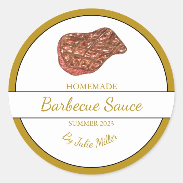 Grillen "Homemade Beef Barbecue Sauce" Runder Aufkleber (Vorderseite)
