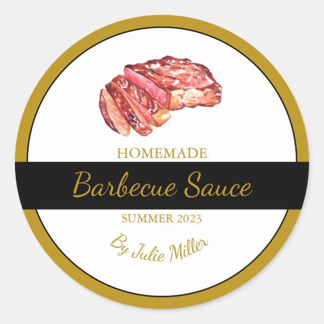 Grillen "Homemade Beef Barbecue Sauce" Runder Aufkleber (Vorderseite)