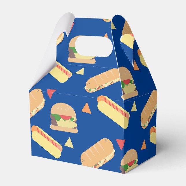 GRILLEN Hot Dog Burger Food Sandwich Party Blue Geschenkschachtel (Vorderseite)