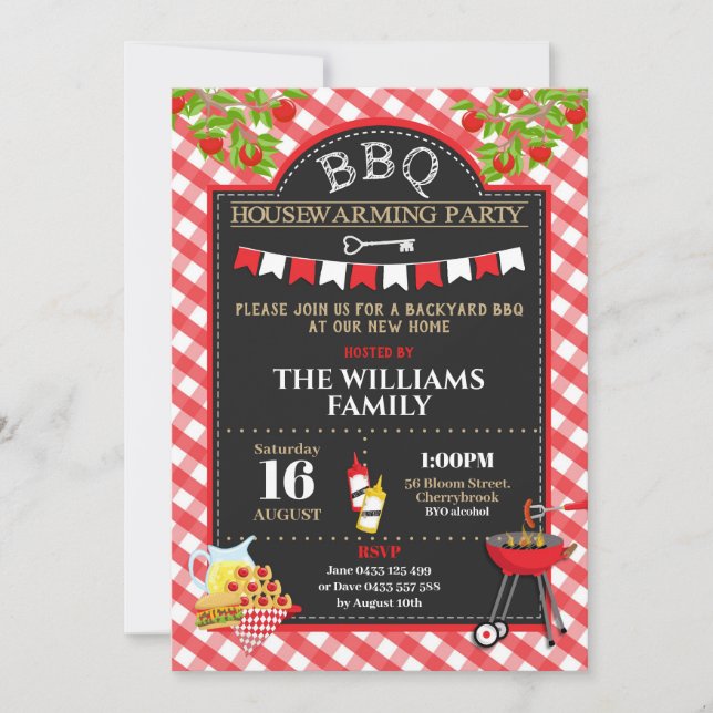 GRILLEN Housewarming Party Neue Zuhause Backyard G Einladung (Vorderseite)
