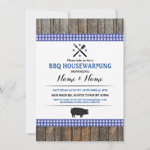 GRILLEN Housewarming Rustic Blue Hog Roastholz Ein Einladung