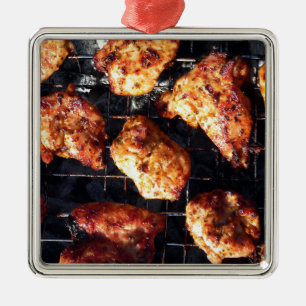 GRILLEN Huhn Silbernes Ornament