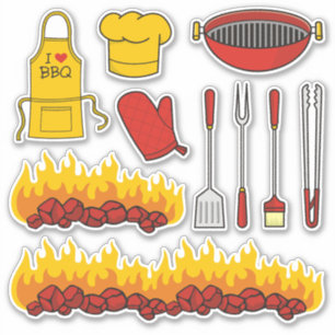 GRILLEN Icon Set Stickers Aufkleber