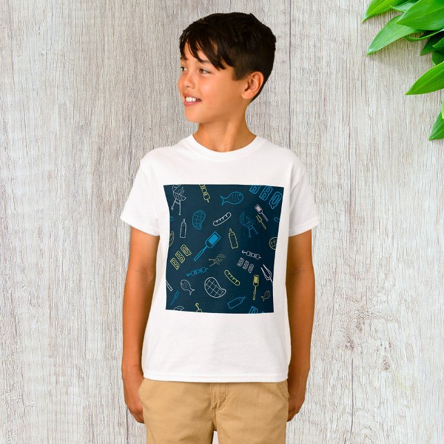 GRILLEN Icons Muster Grilltools Fleisch Lebensmitt T-Shirt (Von Creator hochgeladen)