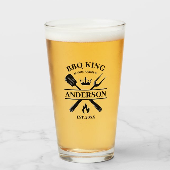 GRILLEN King Barbecue Personalisiert Glas (Vorne (Gefüllt))