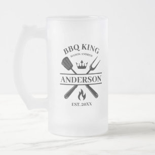 GRILLEN King Barbecue Personalisiert Mattglas Bierglas