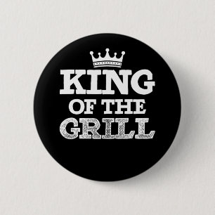 Grillen King of the Grill Retro Vintag Button