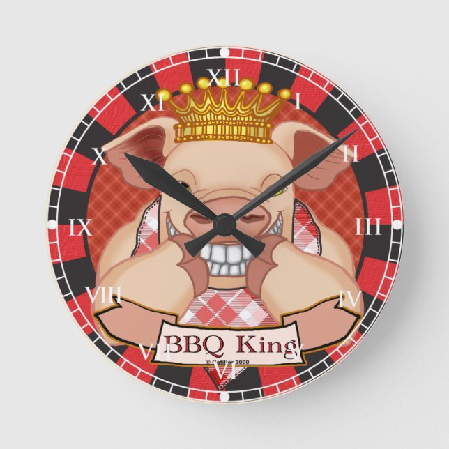 GRILLEN King Pig Clock Runde Wanduhr (Vorderseite)