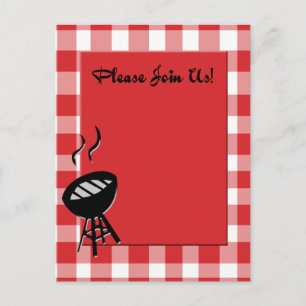 Grillen laden ein einladungspostkarte