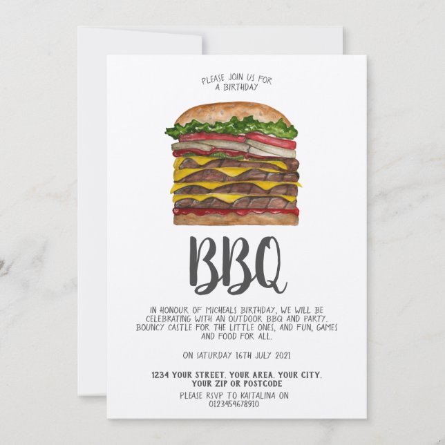 GRILLEN lädt Riesenburger ein Einladung (Vorderseite)